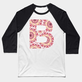 Mandala Letter Capital B Pink Baseball T-Shirt